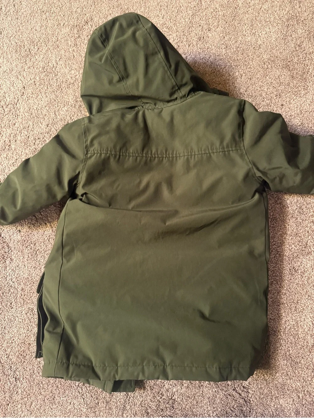 GAP Olive Green Hooded Puffer Coat with Faux-Fur Trim